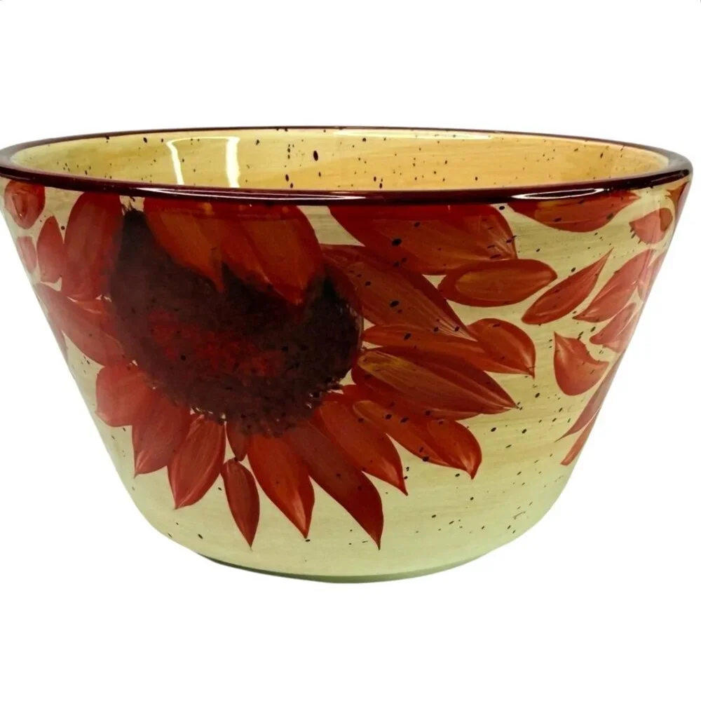 Pfaltzgraff Evening Sun Sunflower Bowl Set Of 2 Hand Painted Soup Cereal Ceramic